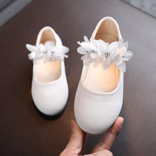 Baby Girls Sandals Sweet Round Toe Flower Beaded Dance Shoes Toddler Kids Girl Princess Shoes Sandals Single Shoes Sandale fille