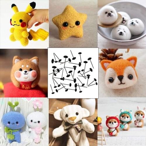 MIUSIE 200 Pairs Black Plastic Safety Eyes 3mm-5.5mm Doll Toy Sewing For DIY Craft Of Puppet Plush Animal Making and Teddy Bear