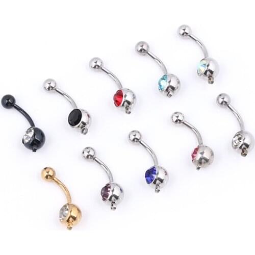 10PCS Mix Color Belly Rings Rhinestone Stainless Steel Belly Button Piercing Ring Charm DIY Piercing Navel Body jewelry
