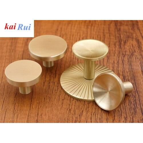 5pcs/lot Handmade Brass Round Cabinet Door Knobs and Handles Furnitures Cupboard Wardrobe Drawer Pull Handles