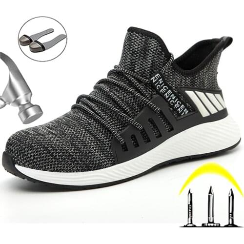 Lightweight Safety Shoes Men Work Boots Puncture-Proof Sneakers Work Steel Toe Shoes Security Boots Indestructible Shoes 2021