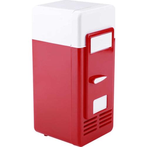 USB Mini Fridge Refrigerator with LED Light Fridge Beverage Drink Cooler and Warmer Fridge Mini Car Refrigerator
