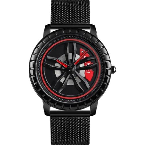 Unique 3D Dial Men Watch Quartz Watches Car Wheel Rim Hub Rotation Man Clock montre homme relojes para hombre relogios masculino