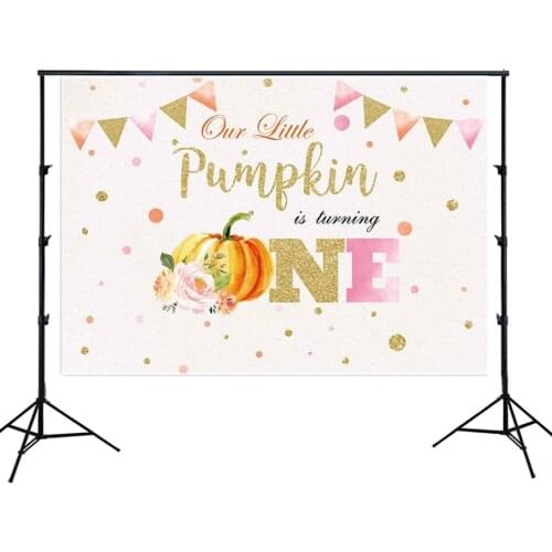 Our Little Pumpkin Is Turning One Backdrop Baby Girl 1st Birthday Party Banner Studio Background Photoshoot Celebrating Poster