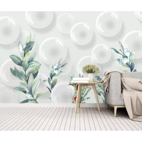 Custom mural wallpaper modern contracted 3D spherical plant leaf living room bedroom background wall