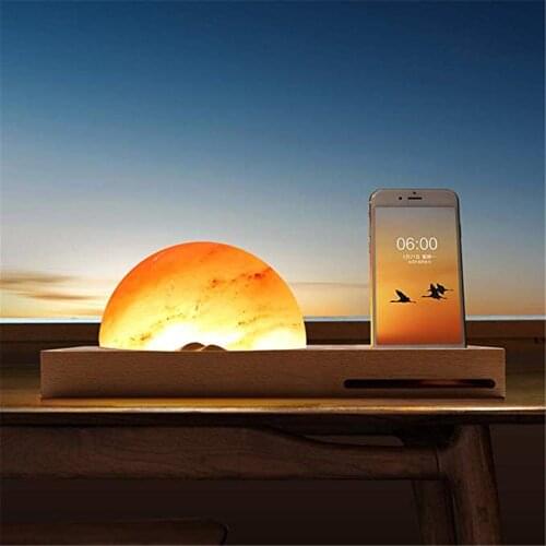 Night Lamp Salt Lamp with Himalayan Salt Wireless Charger Dimmable Brightness Sound Amplifier Mobile Phone Holder Pen Holder