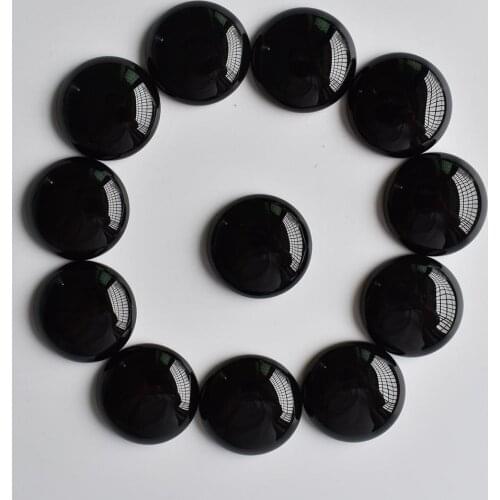 Wholesale 20pcs/lot good quality Natural black onyx round cabochon beads 25mm for jewelry Accessories making free shipping