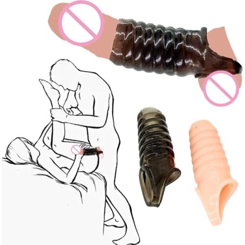 Adult Sex Products Delay Lock Sperm Fine Condom Threaded Enhancer Extender Penis Sleeve Erection No Vibrators Sex Toys For Men