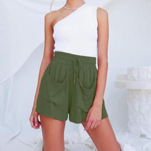 Summer Casual Cotton Linen Shorts Women Plus Size High Waist Drawstring Shorts Loose Light And Skin Friendly Pockets Mini Shorts