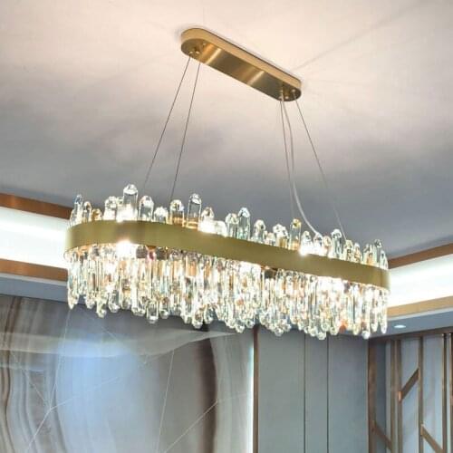 Modern Dining Room Luxury K9 Crystal Led Pendant Lights Oval Good Steel Led Dimmable Pendant Lamp Hanging Lamp For Dining Table