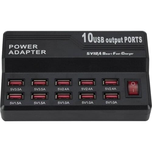 USB10 Port 12A Extremely Fast Charging Mobile Phone Tablet Digital Smart Charger with Strong Compatibility