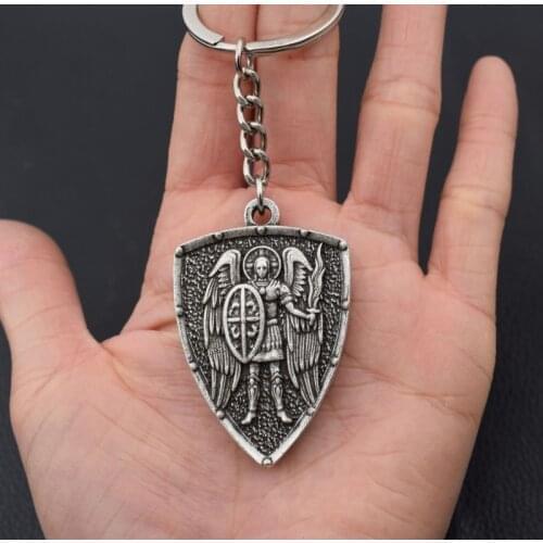 12pcs Saint St. Michael Archangel keychain Amulet Religious Keyring