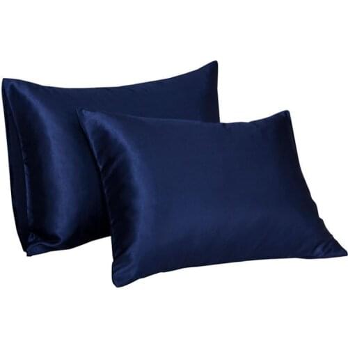 2PCS Pillowcase Satin Silk Made Burgundy Solid Color Imitated Silk Pillow Cover US Twin Queen King Size Pillowcase Dropship