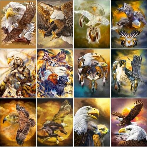 AZQSD 5D Diamond Embroidery Eagle Mosaic Needlework Rhinestones Diamond Painting Animal Cross Stitch Home Decoration Gift