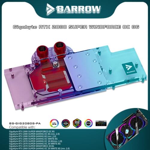 Barrow GPU Water Block For Gigabyte VGA RTX 2080 2070 SUPER GAMING OC Aurora 5V SYNC Full Coverage BS-GIG2080S-PA