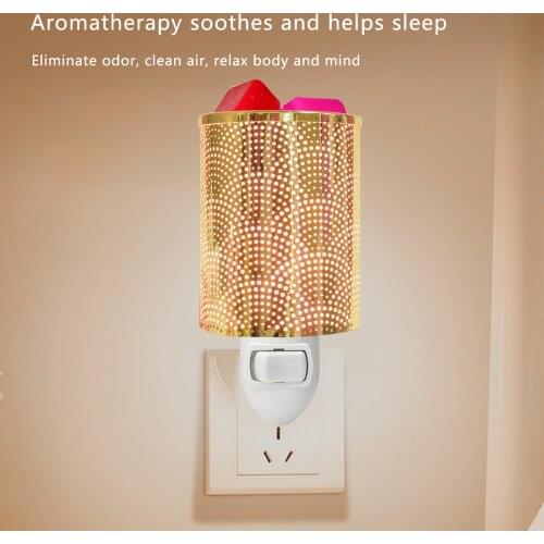 Electric Wax Melt Warmer Metal Aroma Diffuser Lamp Oil Burner Night Light and Home Fragrance For Office Bedroom Spa (gold)