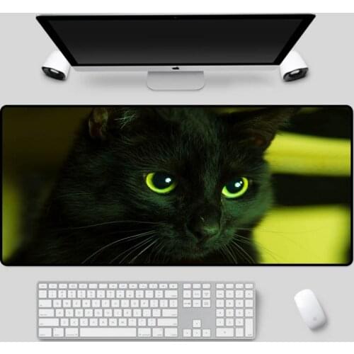 XGZ Exquisite large size mouse pad black cat pattern desk pad computer office essential high quality keyboard pad