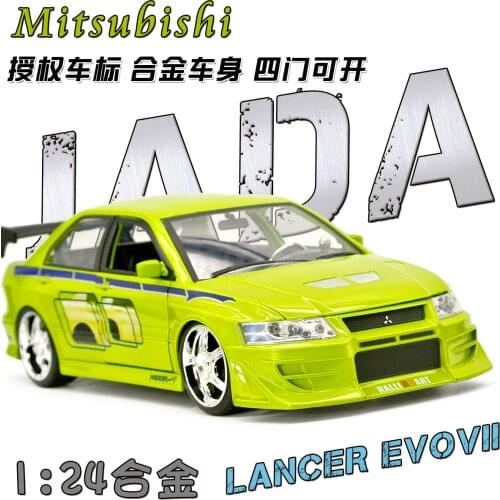 JADA 1:24 Fast & FuriouS BRIANS Mitsubishi Lancer Evolution VII EVO7 Four door can open Collect die-cast car models toys