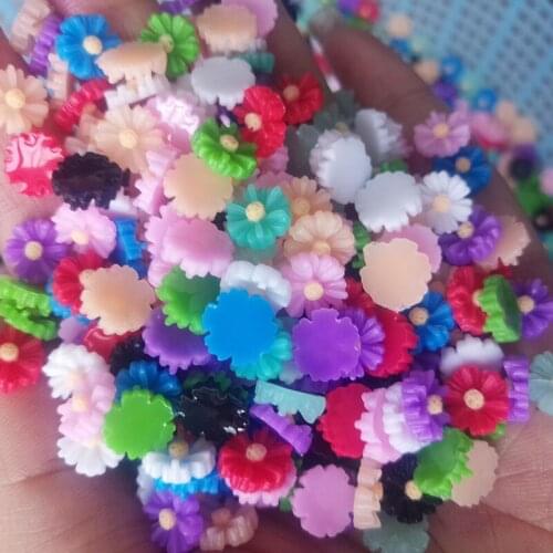 100 pcs 10mm Small Dais Cabochons, Daisy Resin Cabochons,for nail art,for child Hair accessories,Flower Cabochons(7003-430)