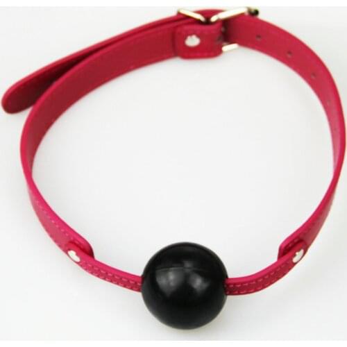 Pink color Leather harness bondage Open mouth gag restraint solid silicone ball Adult fetish products Sex games toys for women