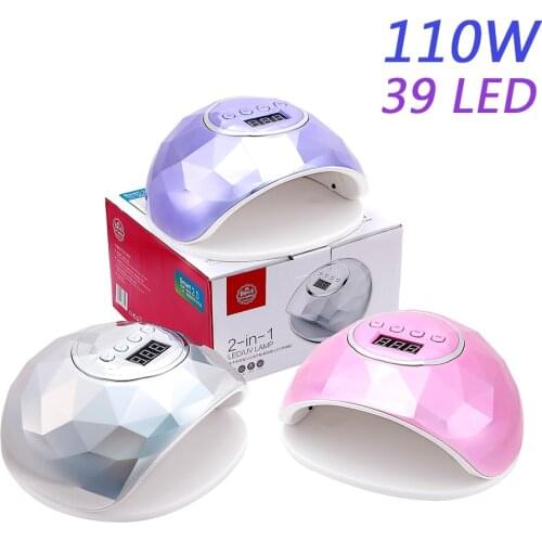 Nail Lamp Gel Varnishing Glue Polisher 110W 39UV For Manicure Pedicure Curing Tools With Smart Sensor Led Display Mirror Design