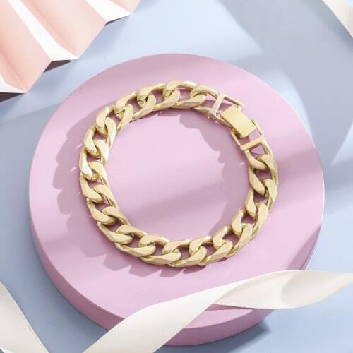 Hot Sale Men Bracelet Bangles Punk Hip Hop Gold Bracelet Womens Chunky Cuban Link Chain Bracelet Accessory Jewelry