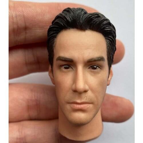 1/6 Scale Keanu Reeves Head Sculpt with Neck for 12in Action Figure