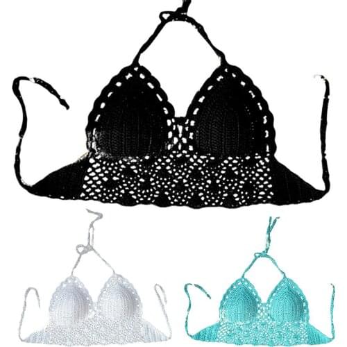 Fashion Lady Handmade Crochet Lace Push-up Bra Beach Swimwear Bikini Underwear
