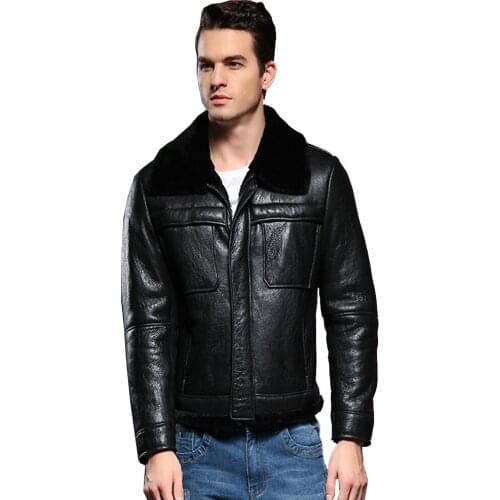 Men Quality Real Sheepskin Fur Coat Genuine Leather Male Formal Red Shearling Clothing Sheepskin Jacket Men Fur Outwear