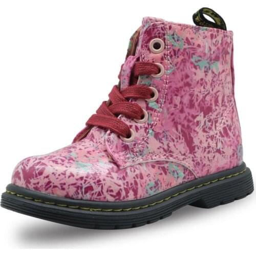 2021 New Spring Boys And Girls Martin Boots Pu Leather Autumn Fashion Baby Toddler Shoes Print Childrens Boots Sneakers