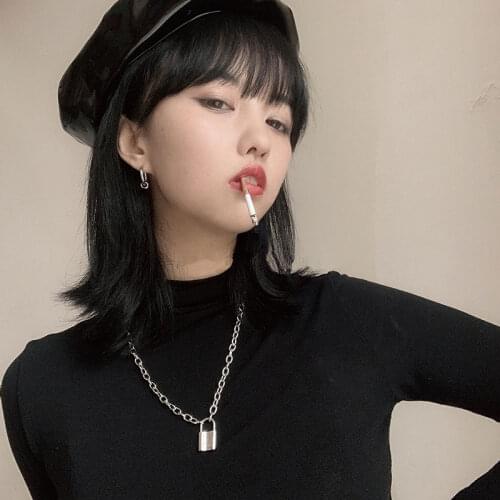 Nuevo Hip Hop Simple Capa Collar De Cadena Con Cerradura Mujer/hombre Punk Rock Candado Colgante Collar Vintage Goth Jewelry