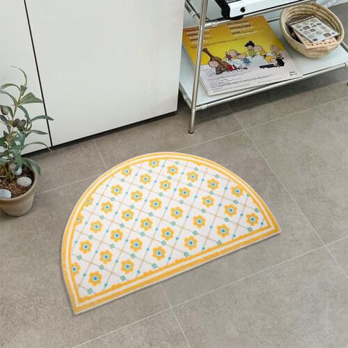 Plain and Elegant Tile Semicircle Ethnic Style Floor Mat Bathroom Absorbent Pad Bathroom Non-slip Household Toilet Door Carpet