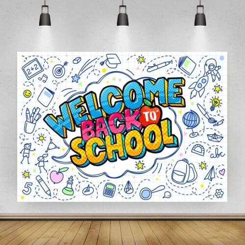 Stick Figure Cartoon School Season Portrait Photography Background Vinyl Backdrop Study Time Photocall Studio Props