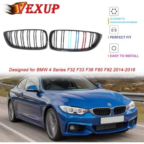 Front Grill Grilles Kidney Grill Replacement for BMW 4 Series F32 F33 F36 F80 F82 2014-2016 Double Slat M4 Sporty Style