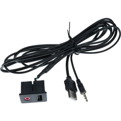 USB AUX Adapter Socket 3.5mm Jack Car Dashboard Extension Cable Connector