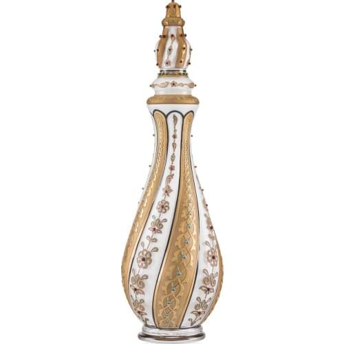 Handmade Zulfuaruz Bottle Glass Special Design Water Bottle Vase Jug Gilt Gold Bronze Ottoman Limited Edition