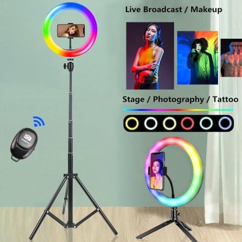 Dimmable LED Selfie RGB Ring Light Camera Phone USB ring lamp Photography fill Light with Phone Holder Remote Control Video Lamp