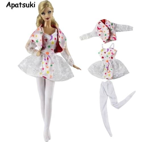 Dancing Costume Set For Barbie Dolls Outfits Coat Dress Pants Star Moon Party Dresses Clothes For Barbie Doll Accessories 1/6