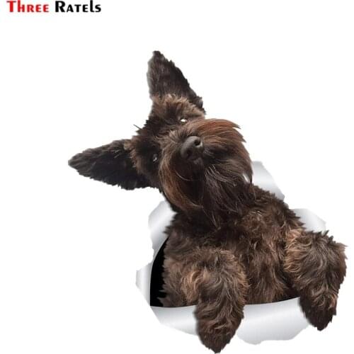 Three Ratels 1077 3D Schnauzer Dog Wall Decals Dog Sticker Decals for Walls Fridge Cars Toilet Luggage Skateboard Laptop