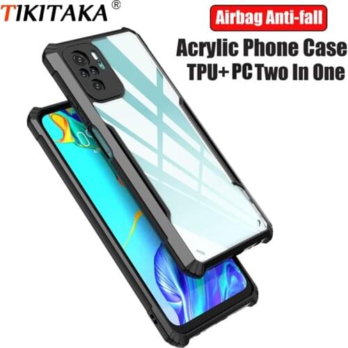Shockproof Acrylic Clear Phone Case For Xiaomi Redmi Note 10 9 8 10S 9S Mi 11Lite 10T Pro POCO X3 Pro F3 Camera Protection Cover