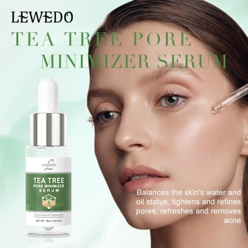 LEWEDO Tea Tree Pore Minimizer Serum 15ml Moisturizer Essence Shrink Pores Face Serum Anti Aging Anti Wrinkle Facial Essence