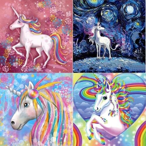 Unicorn, Pony Embroidery Pattern, Cross Stitch, Embroidery, Rhinestones, 5d Diy Diamond Painting for Home Decoration