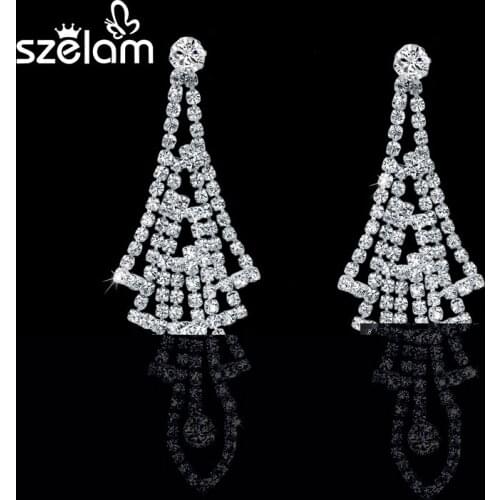 Imitation Crystal crystal stud earrings for women fashion wedding silver statement earrings brand pendientes mujer SER150104