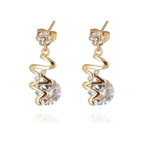 Love & Annie Snake Shape Stud Earrings for Women Flowers Earrings for Girls Clear CZ Gold Color Earrings Cute Gift