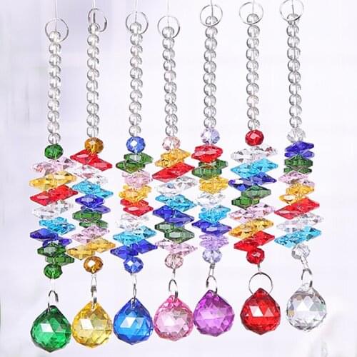 1PCS Chakra Sun Catcher Crystal Ball Prism Rainbow Octagon Beads Ornaments Hanging Cascade Suncatcher Home Wedding Decoration
