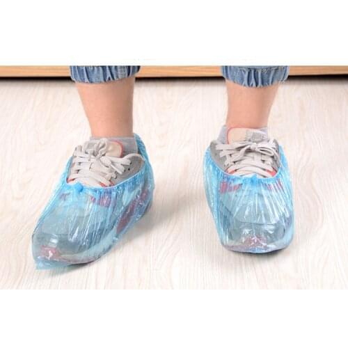 100Pcs disposable plastic thin thick outdoor rain carpet cleaning shoe cover blue waterproof shoe cover hot shoe cover