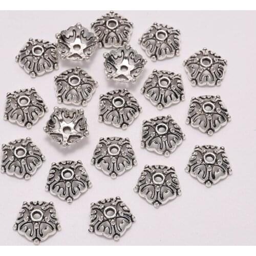 20pcs/Lot 12mm Antique Five Pointed Star Flower Loose Sparer Torus End Bead Caps For DIY Jewelry Making Finding Earrings