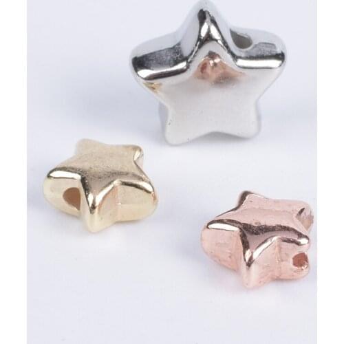 200Pcs/Lot CCB Star Shape Spacer End Beads Diy Bracelet Necklace Findings Metal Charm Five-pointed Star Beads For Jewelry Making