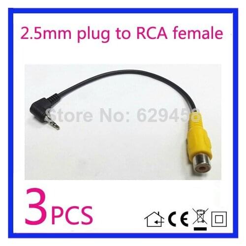 3PCS 2.5mm Stereo Jack Plug To RCA Female Adapter For GPS AV-in Converter Video Cable Free shipping