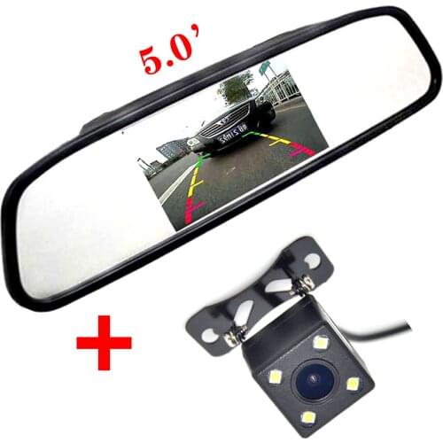 5" TFT LCD Reversing Mirror Monitor + Universal CCD Car LED Night Rear View Camera Backup Camera Auto Parking System